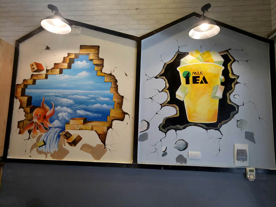 Hình: Vẽ trang trí quán trà sữa
Nguồn: Internet