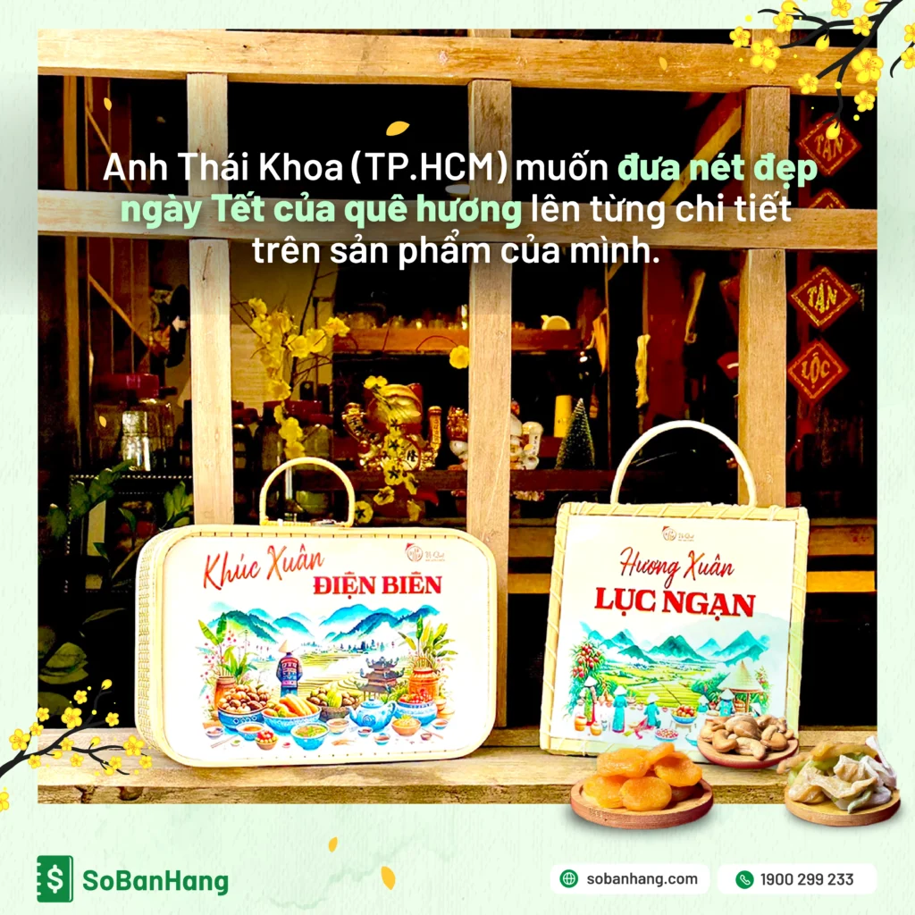 Anh Thái Khoa (TP.HCM) muốn đưa nét đẹp ngày Tết của quê hương lên từng chi tiết trên sản phẩm của mình.