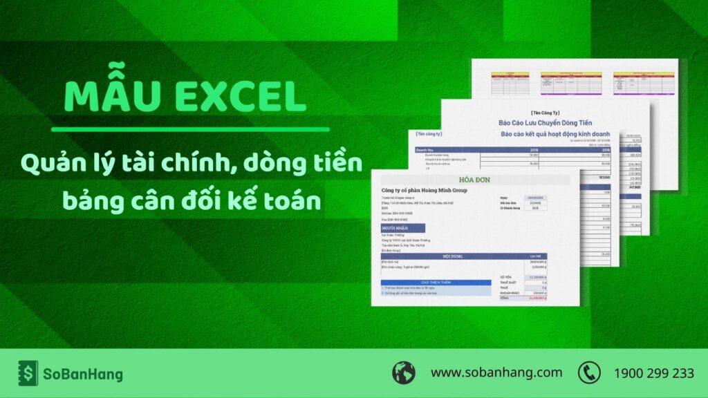 Hình:  Mẫu Excel quản lý tài chính, dòng tiền, bảng cân đối kế toán