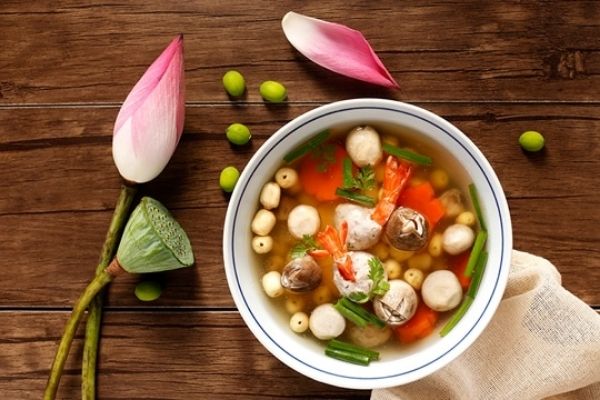 cách làm canh nấm hạt sen chay