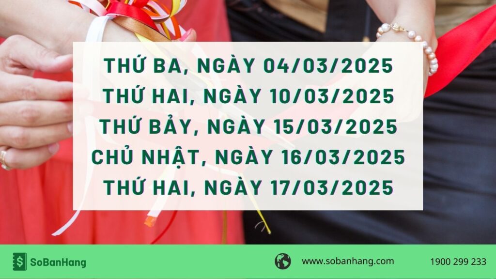 ngày tốt khai trương tháng 3