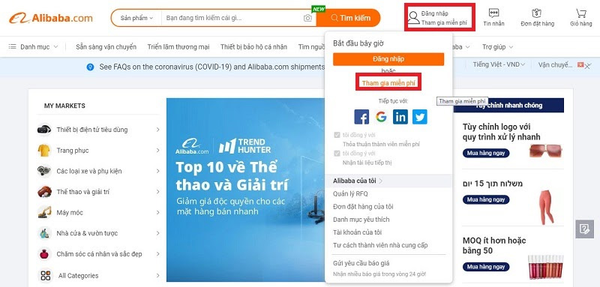 Cách mua hàng trên Alibaba