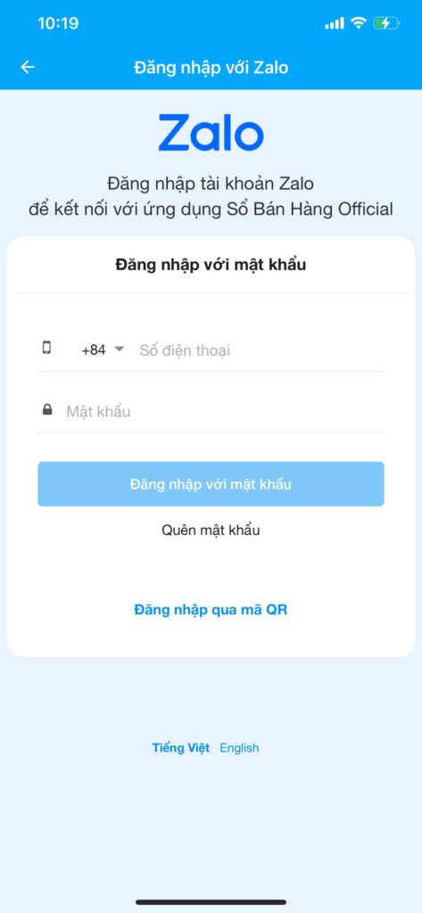đăng nhập bằng Zalo