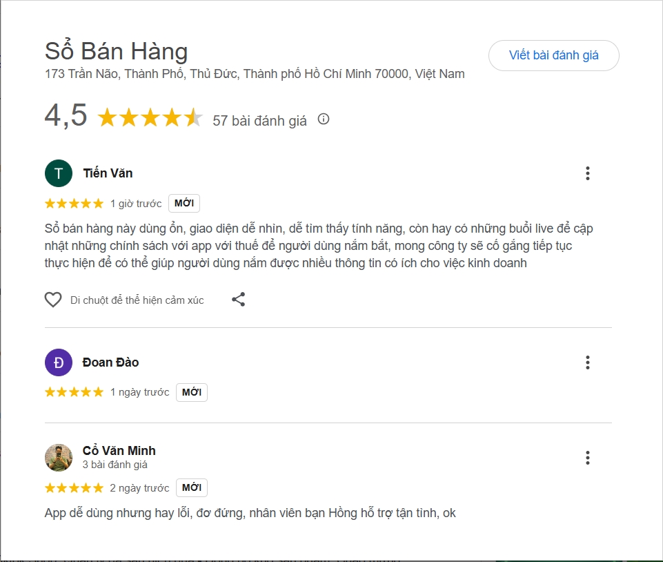 đánh giá google maps