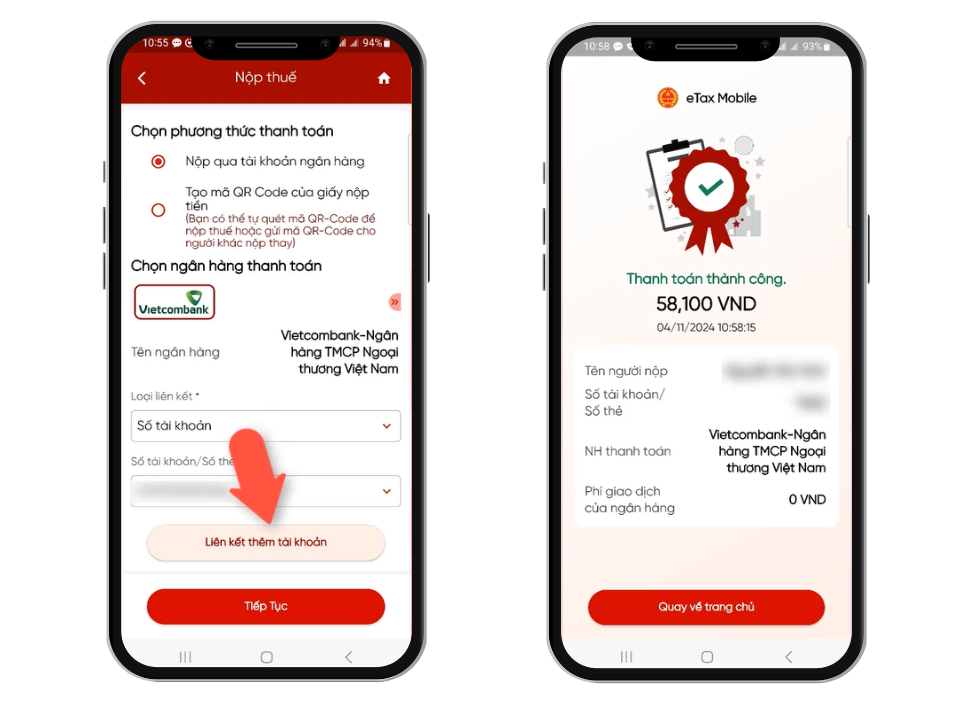 nộp thuế trên eTax Mobile