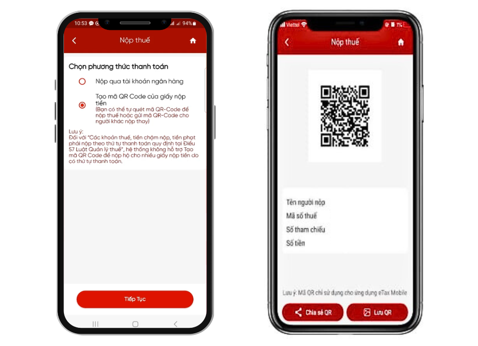 nộp thuế trên eTax Mobile
