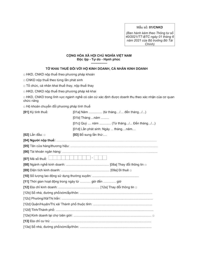 kê khai theo từng phương pháp