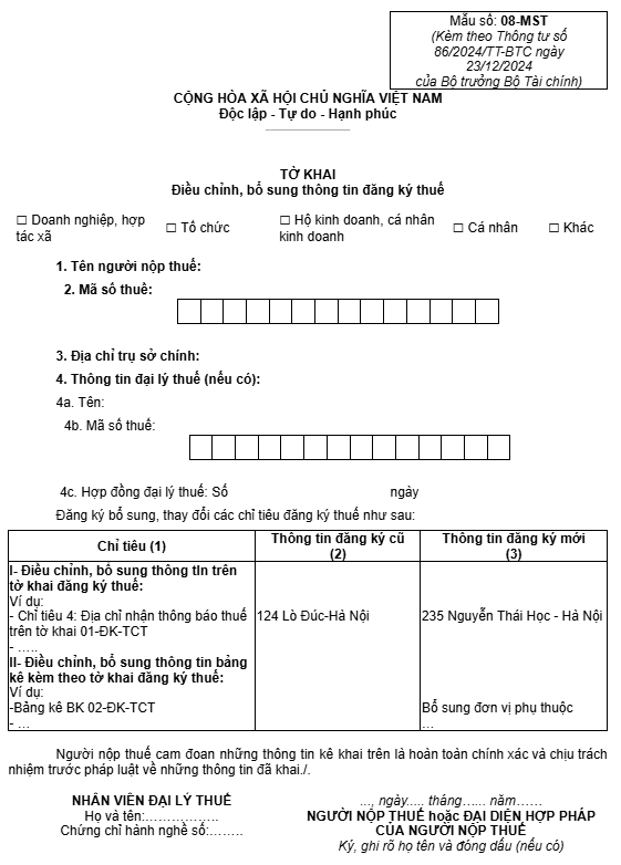 chuyển sang kê khai thuế