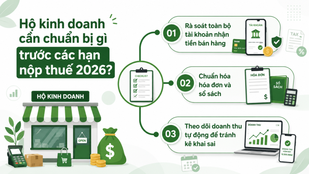 Hộ kinh doanh cần chuẩn bị gì trước các hạn nộp thuế 2026?