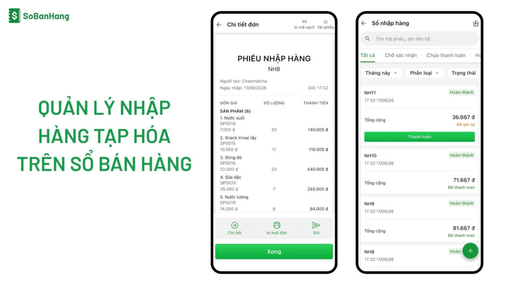 quản lý nhập hàng hóa trên sổ bán hàng quản lý nhập hàng tạp hóa