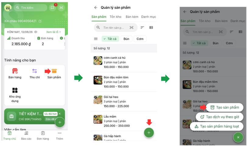 Hướng dẫn tạo sản phẩm
